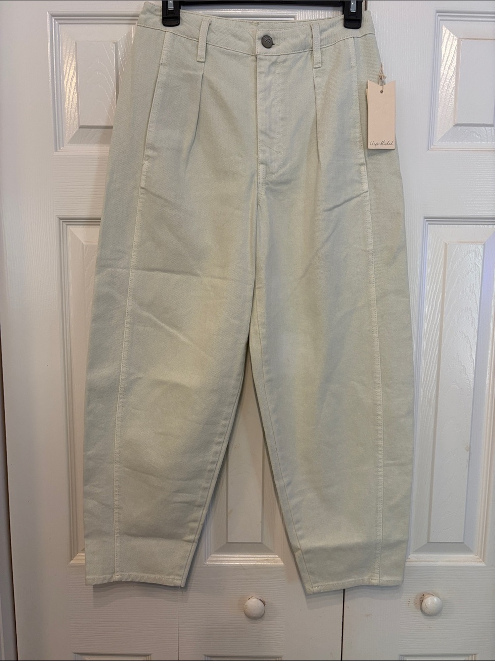 Unbranded Women's Light Green High-Waist Pleated Chinos 807